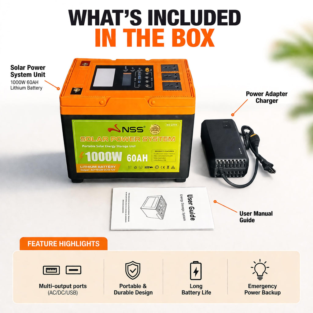 NSS [NEW LAUNCH] NO SOLAR PANEL 70W-1000W Portable Solar Power Station 60,000mAh Lithium Battery | NS-270 Series Solar Generator for Camping, Home Backup, & Outdoor Emergency Power | 220V AC Output Powerbank
