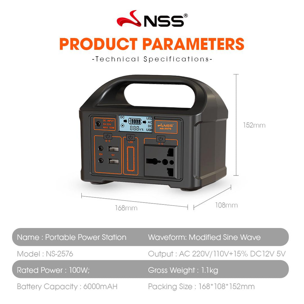 NSS 100W Mini Portable Solar Generator – Compact Power Station for Camping & Emergency (NS-2576)