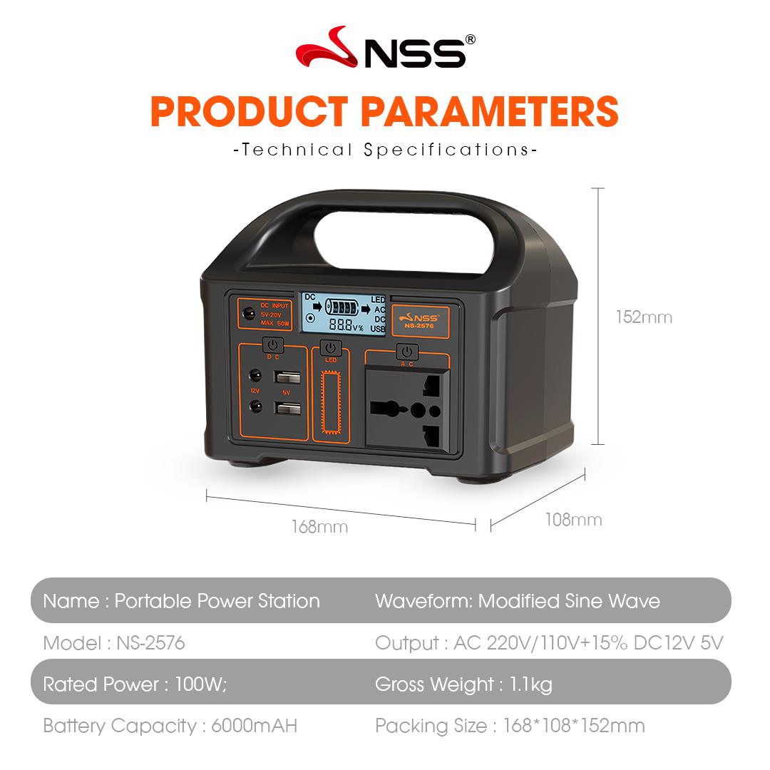 NSS 100W Mini Portable Solar Generator – Compact Power Station for Camping & Emergency (NS-2576)