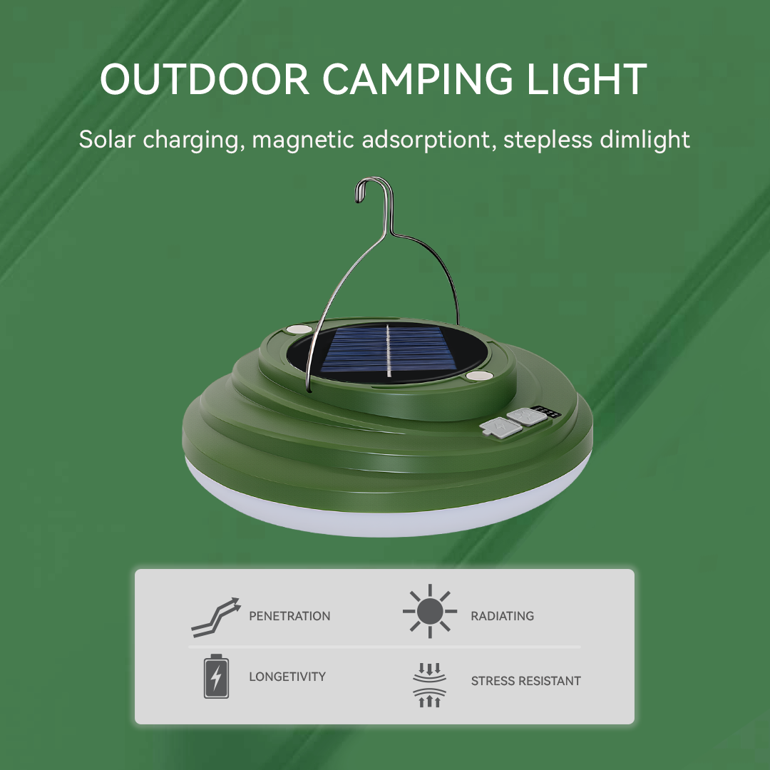NSS Solar Camping Light – Portable Magnetic LED Tent Lamp with 4 Light Modes & Hanging Hook