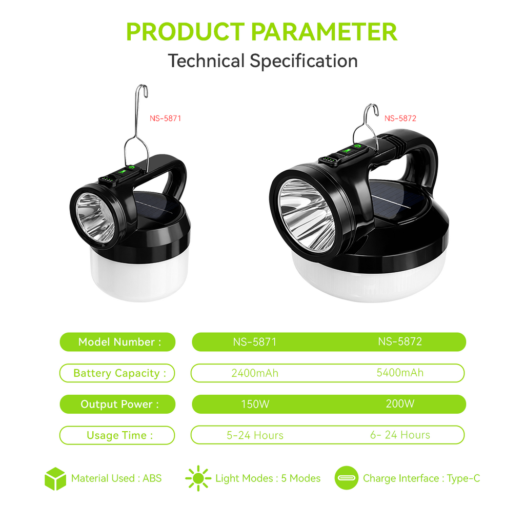 NSS 2-in-1 Solar Rechargeable LED Emergency Lamp