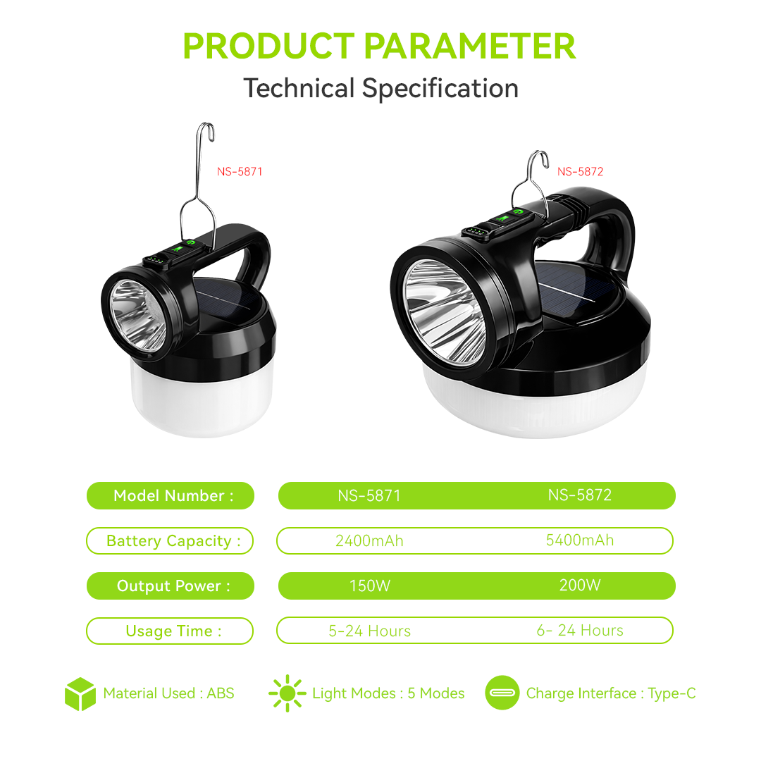 NSS 2-in-1 Solar Rechargeable LED Emergency Lamp