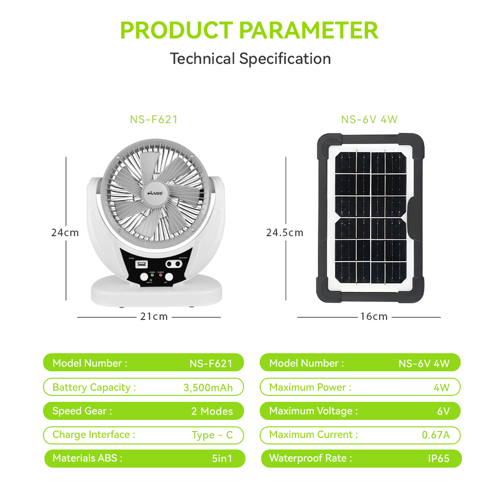 NSS 3 in 1 Solar Portable Deskfan