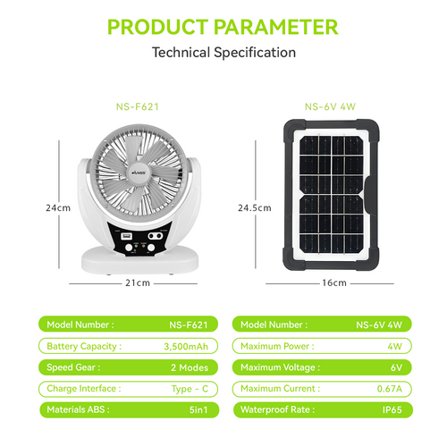 NSS 3 in 1 Solar Portable Deskfan