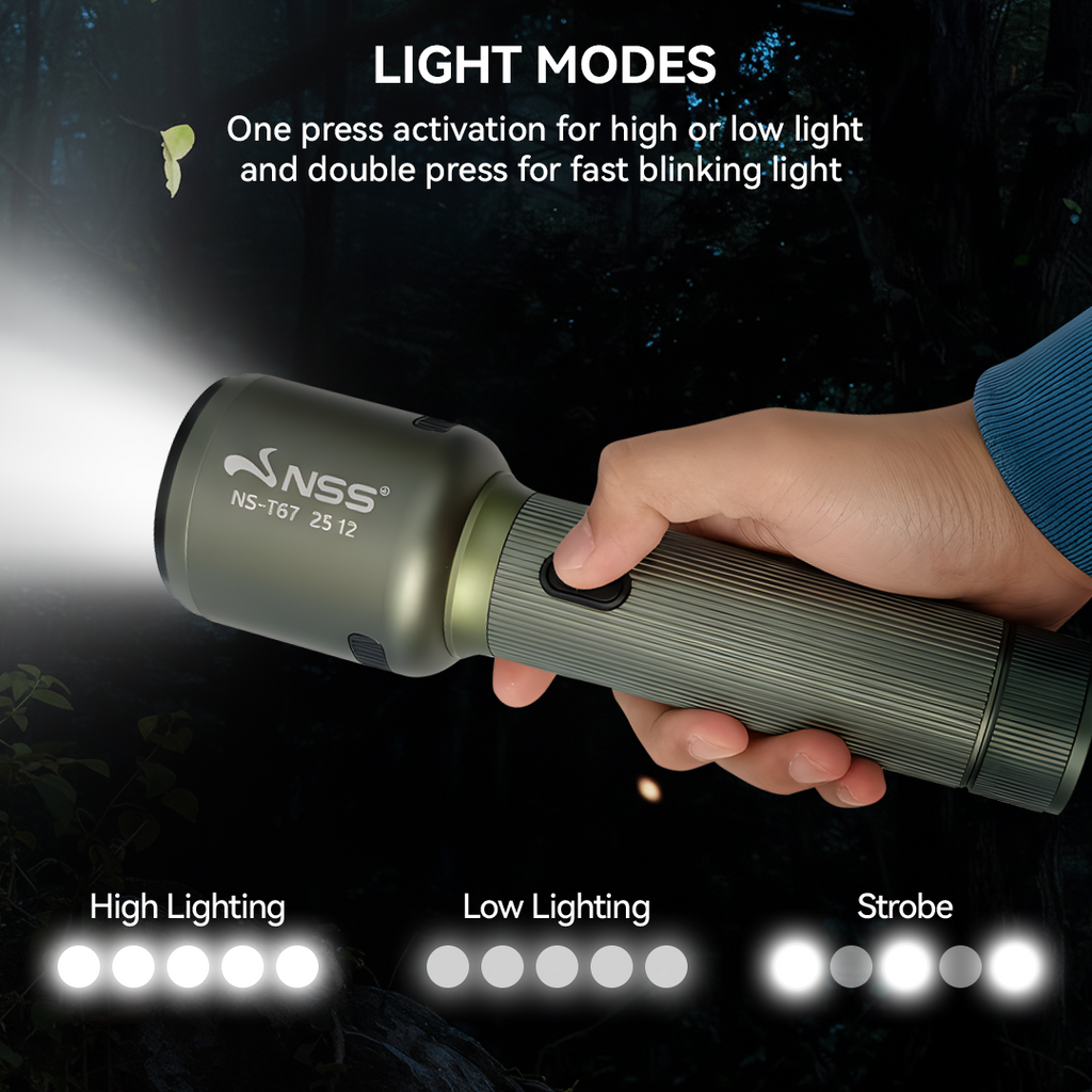 NSS Rechargeable Zoomable LED Flashlight Tactical Torch