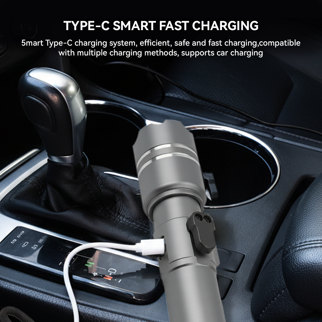 NSS Rechargeable Emergency LED Flashlight with Glass Breaker & Seatbelt Cutter