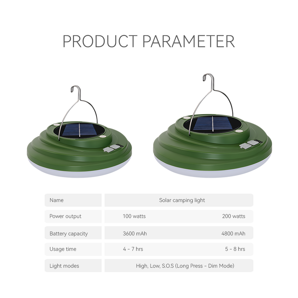 NSS Solar Camping Light – Portable Magnetic LED Tent Lamp with 4 Light Modes & Hanging Hook