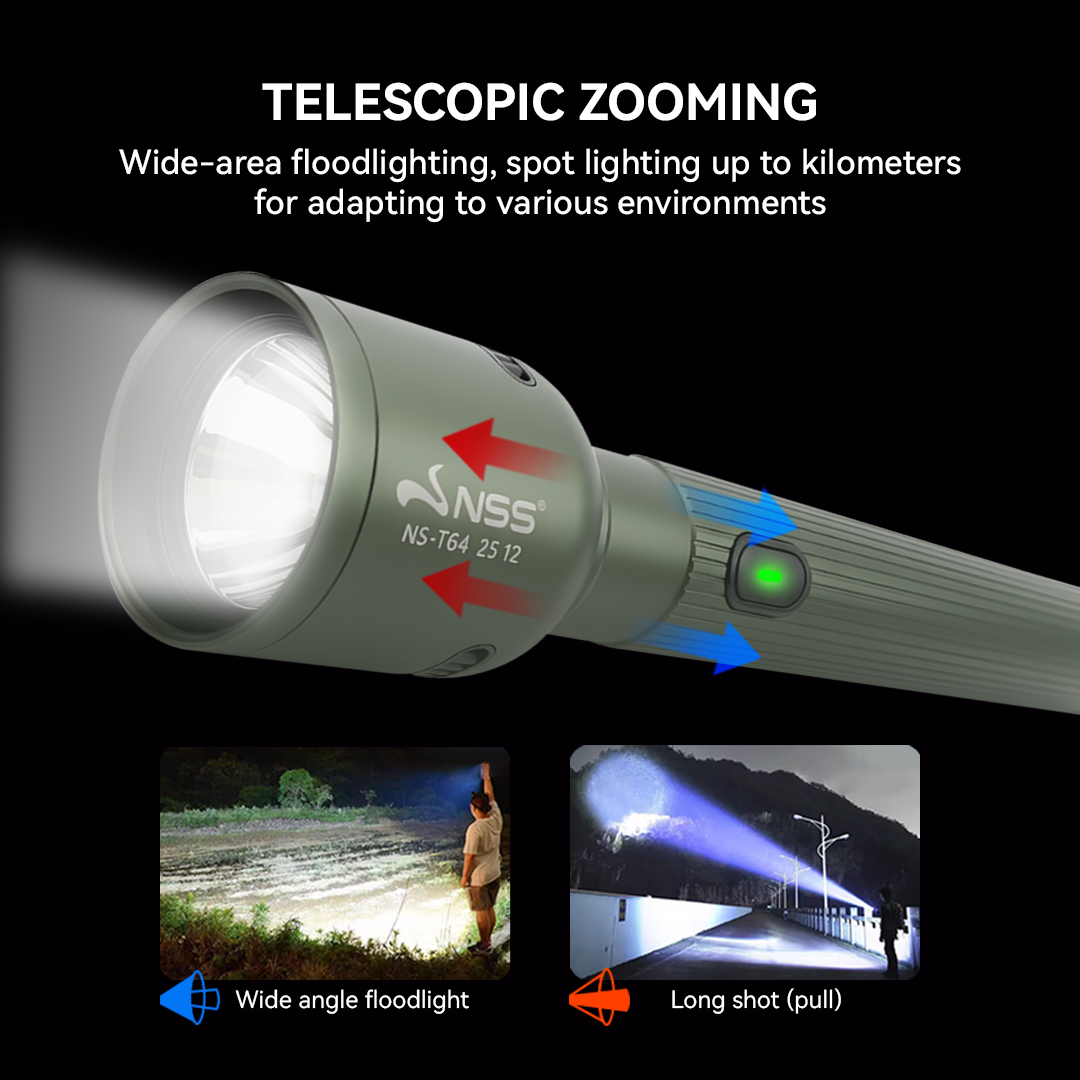 NSS Rechargeable Zoomable LED Flashlight – High Power Tactical Torch