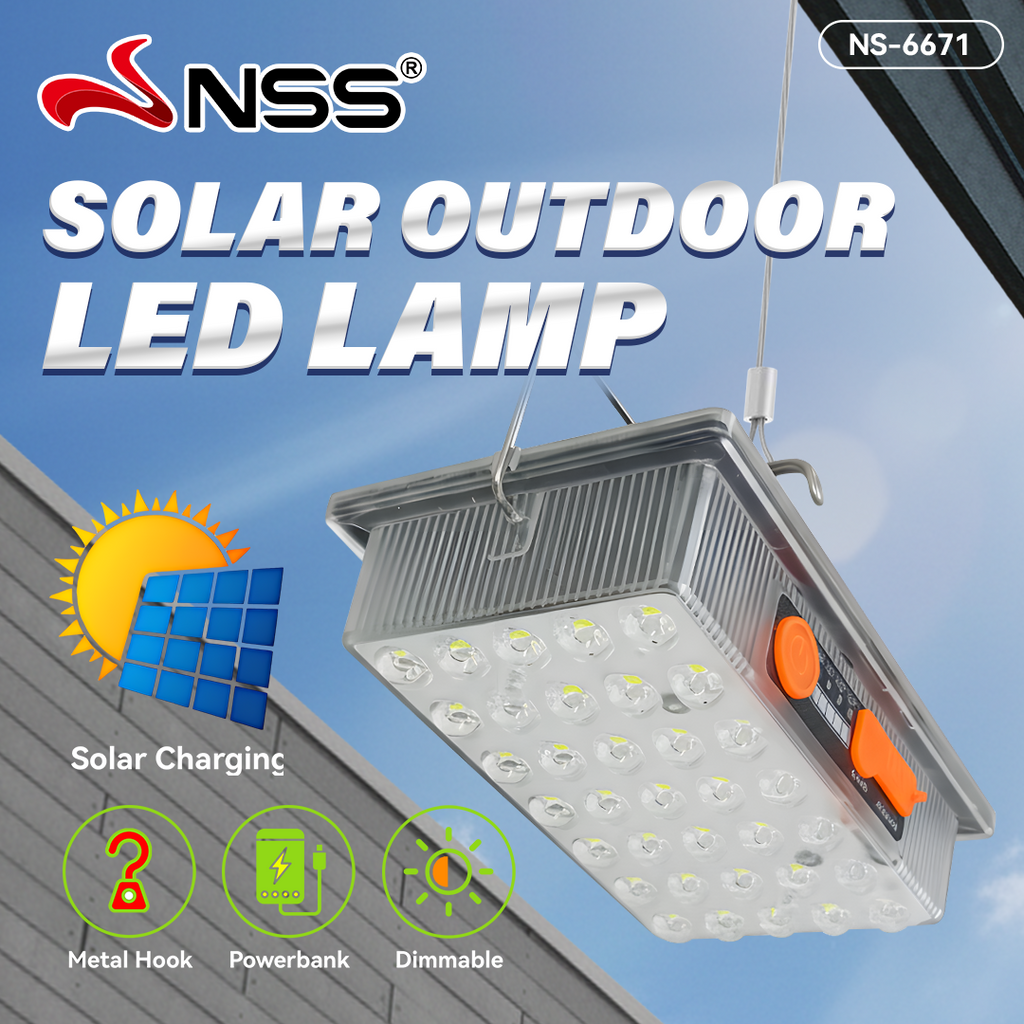 NSS Solar LED Camping Lamp with Powerbank – Rechargeable Waterproof Emergency Light