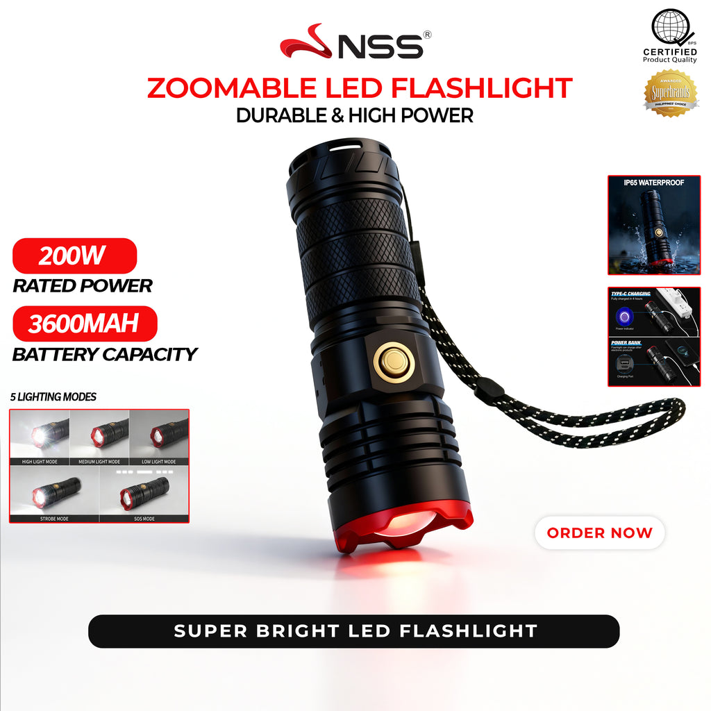 NSS Zoomable LED Flashlight Outdoor Flashlight