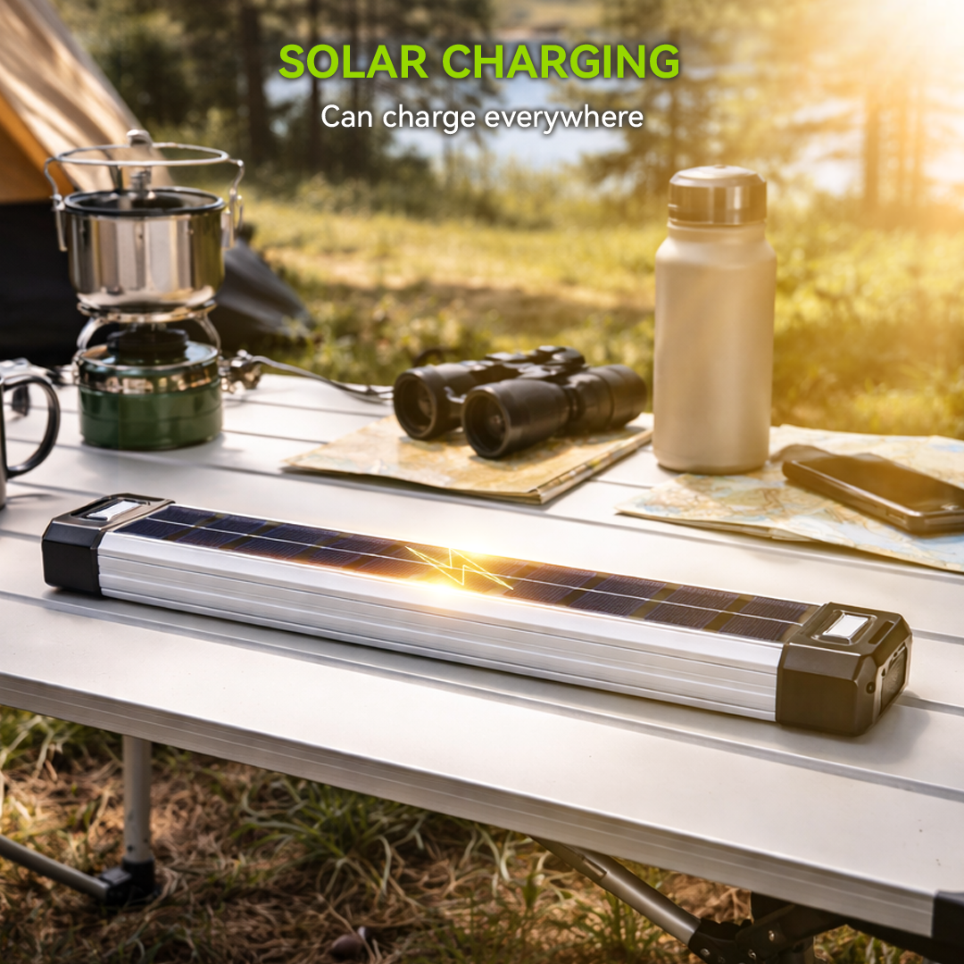 NSS Solar LED Tube Light with Power Bank – Multi-Color Alloy Emergency Lamp for Camping & Outdoor Use