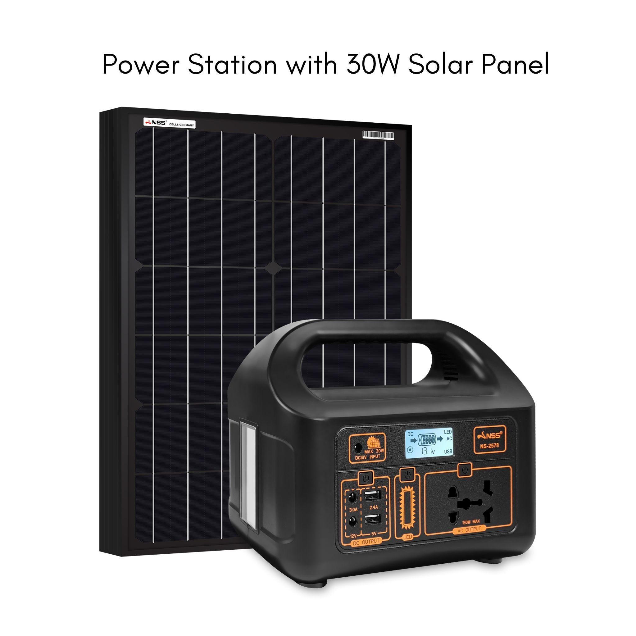 NSS Portable Power Station with 20W Solar Panel – Compact Generator for Camping, Emergency Backup & 220V Devices