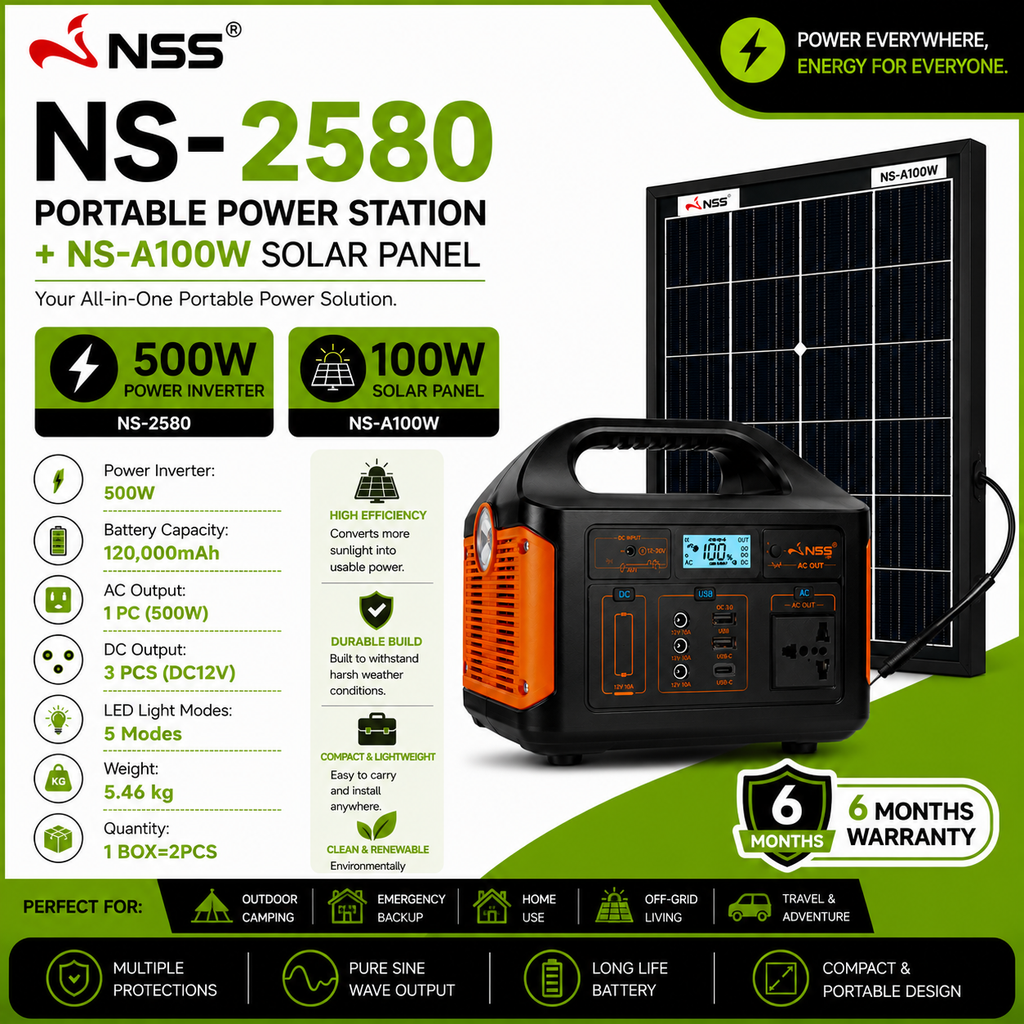 NSS Portable Power Station – Solar Generator for Home & Camping