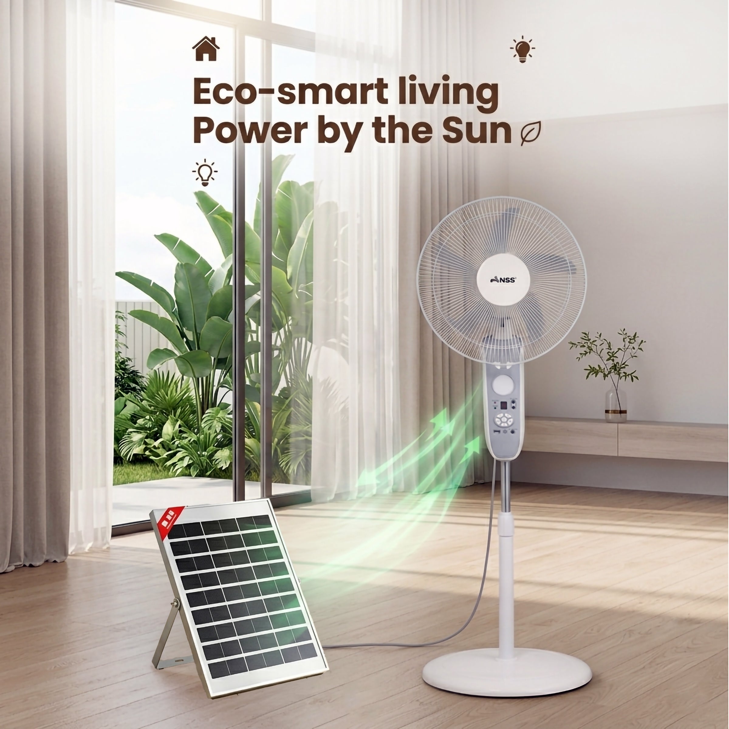 NSS 16" Solar Rechargeable Stand Fan