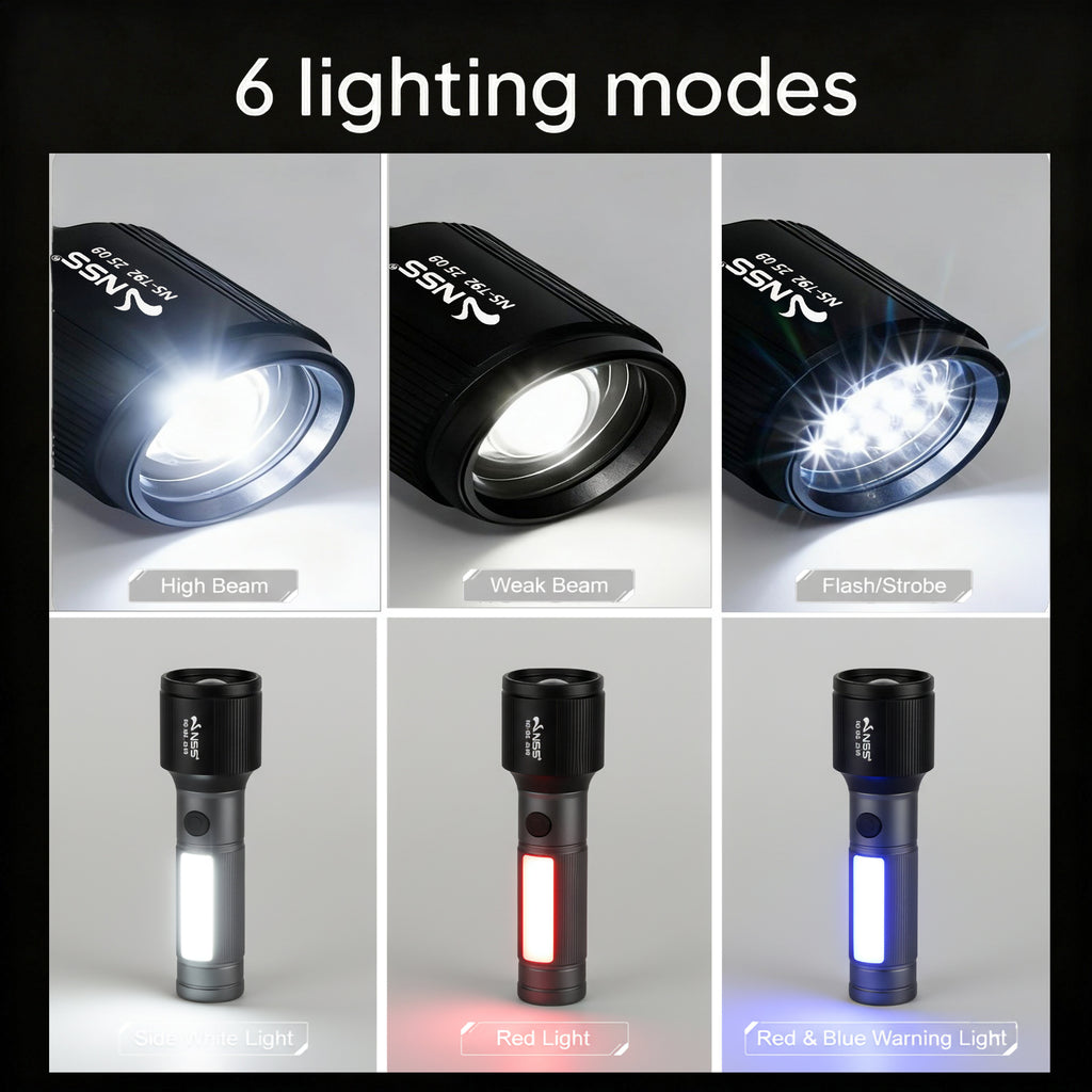 NSS Zoomable LED Flashlight Shockproof & Water-Resistant Outdoor Light