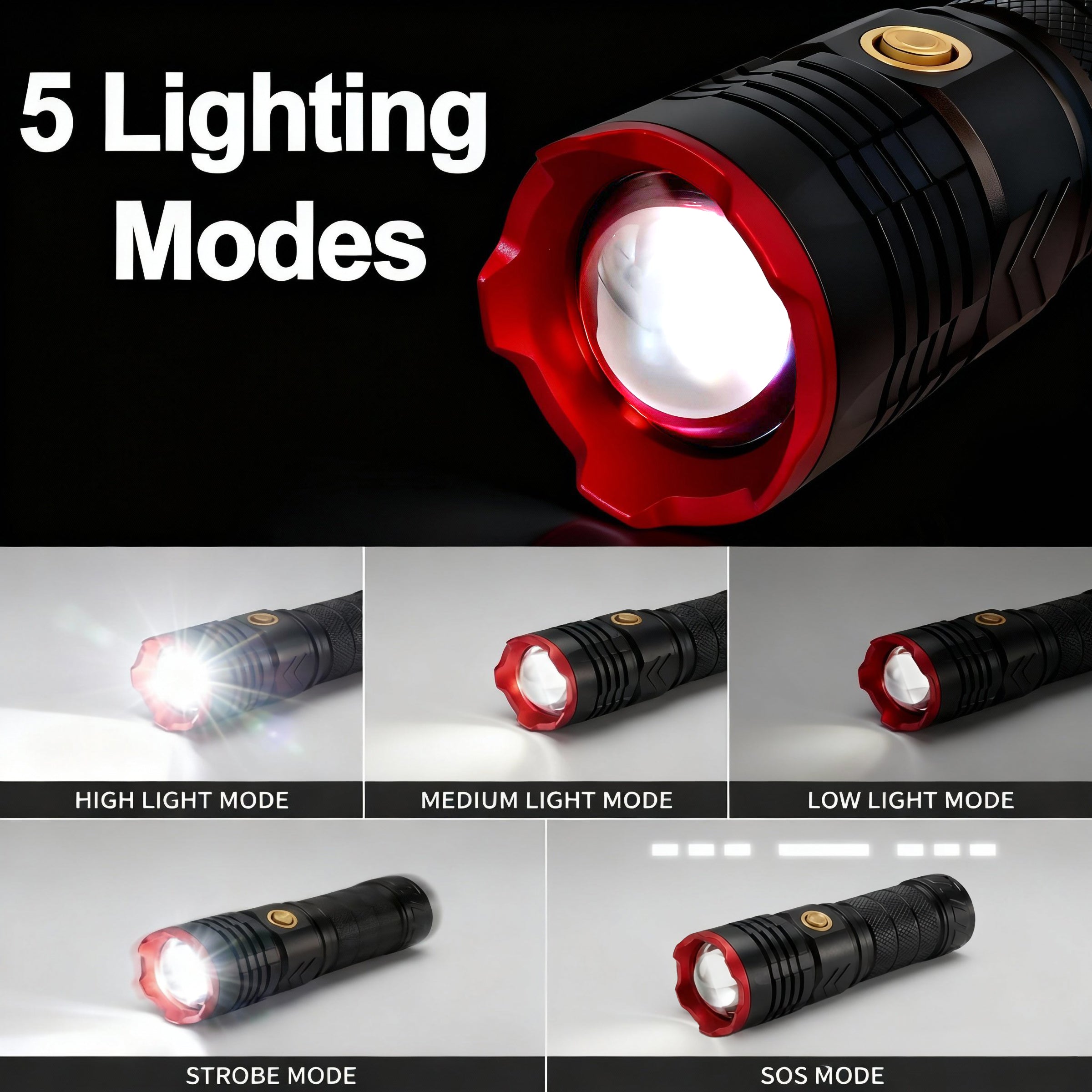 NSS Zoomable LED Flashlight Outdoor Flashlight