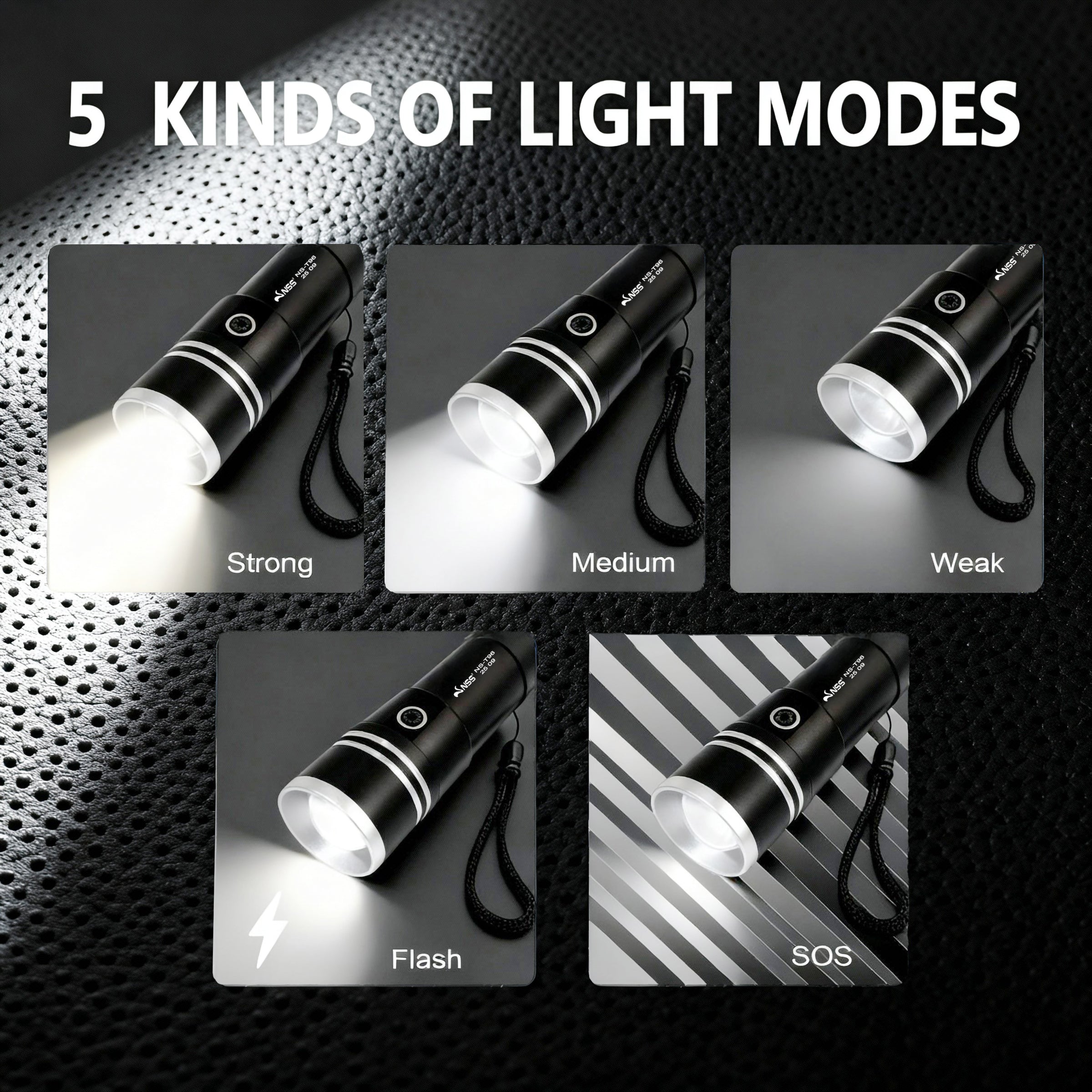 NSS 800W Zoomable LED Flashlight Rechargeable High Power Portable Flashlight