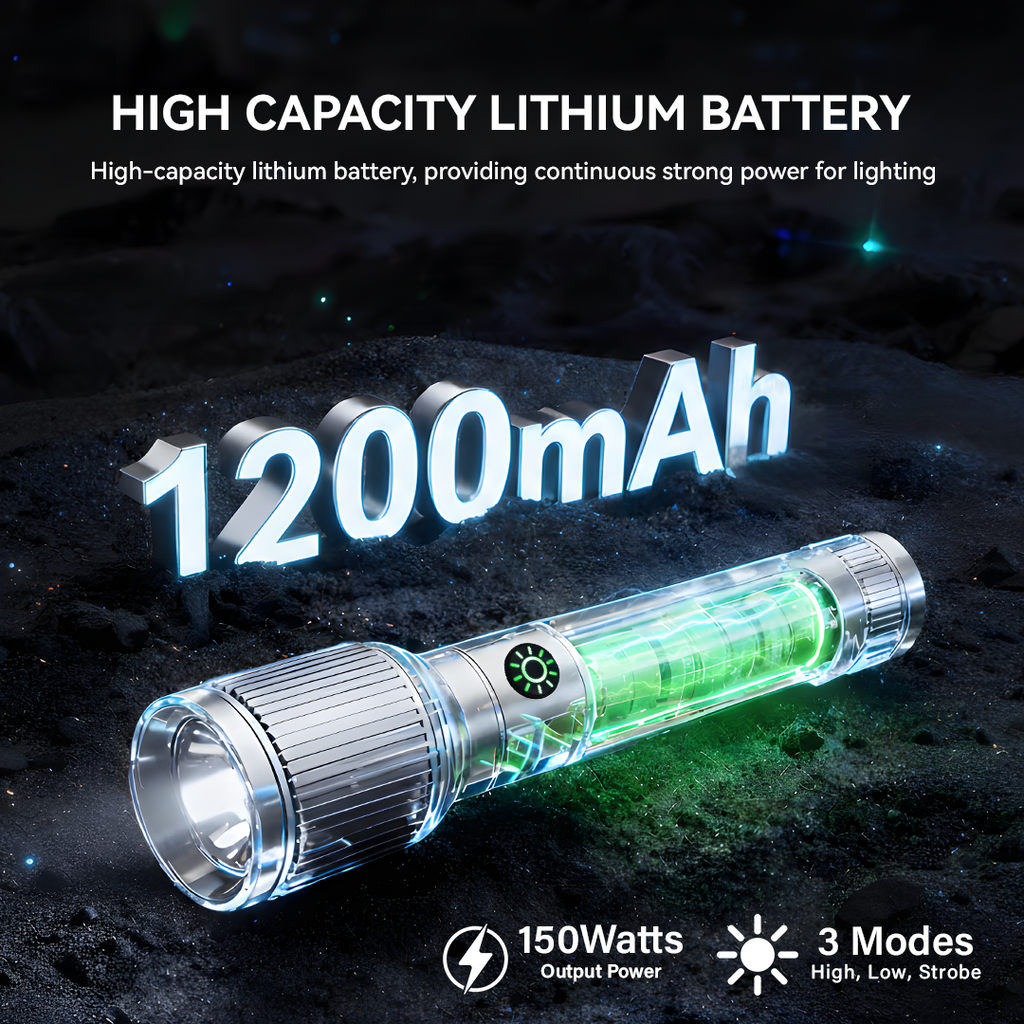 NSS Rechargeable Zoomable LED Flashlight – 1200LM Tactical Torch with 3 Modes