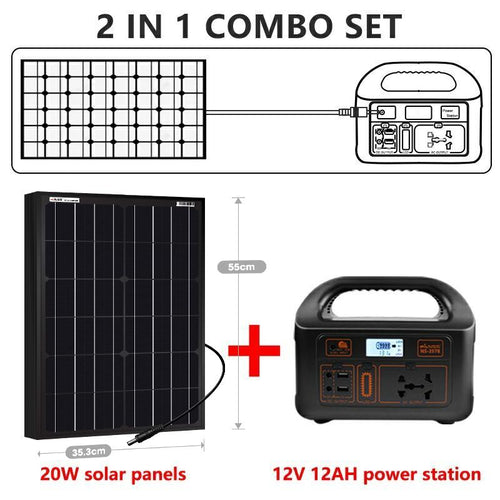 NSS Portable Power Station with 20W Solar Panel – Compact Generator for Camping, Emergency Backup & 220V Devices