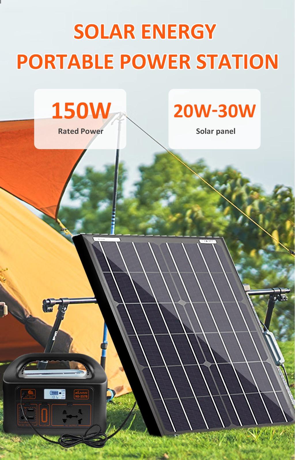 NSS Portable Power Station with 20W Solar Panel – Compact Generator for Camping, Emergency Backup & 220V Devices