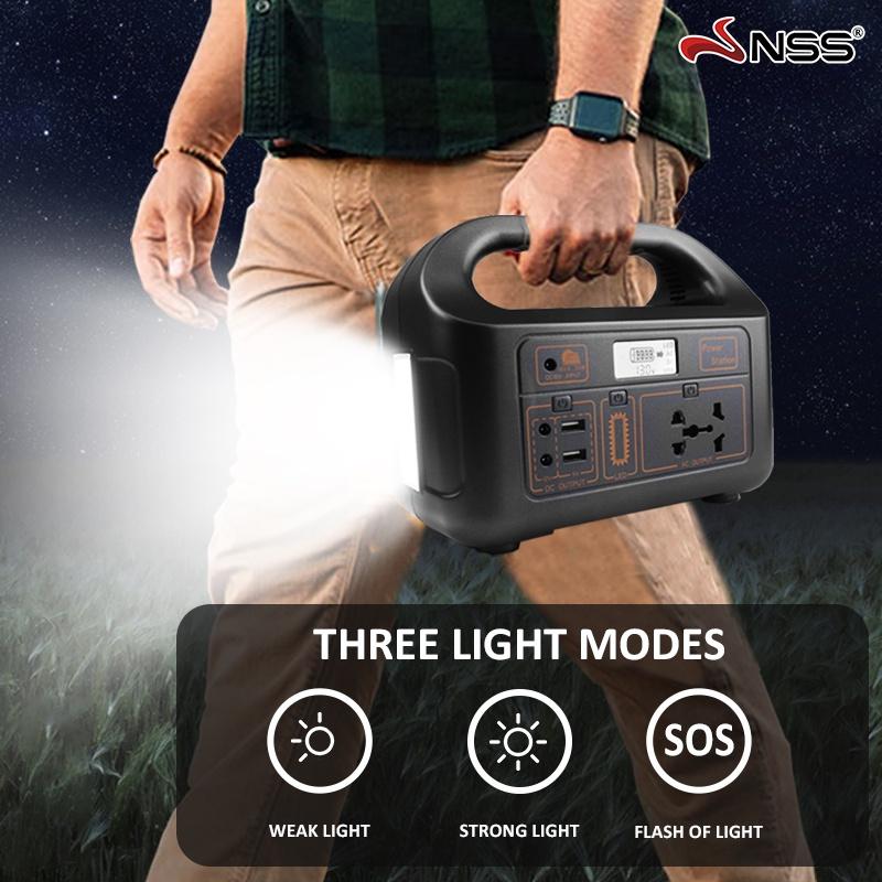 NSS Portable Power Station with 20W Solar Panel – Compact Generator for Camping, Emergency Backup & 220V Devices