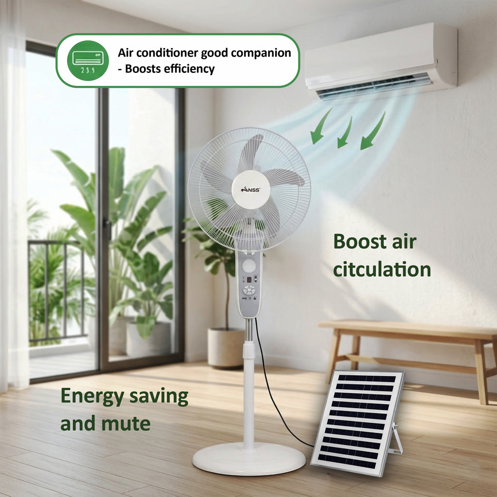 NSS 16" Solar Rechargeable Stand Fan
