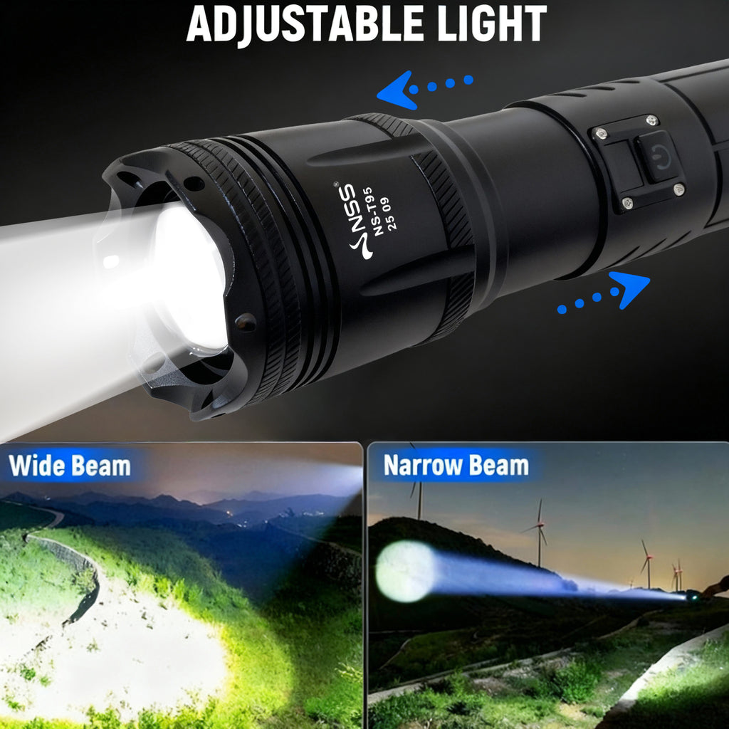 NSS 800W Zoomable 3 Modes Emergency  LED Flashlight