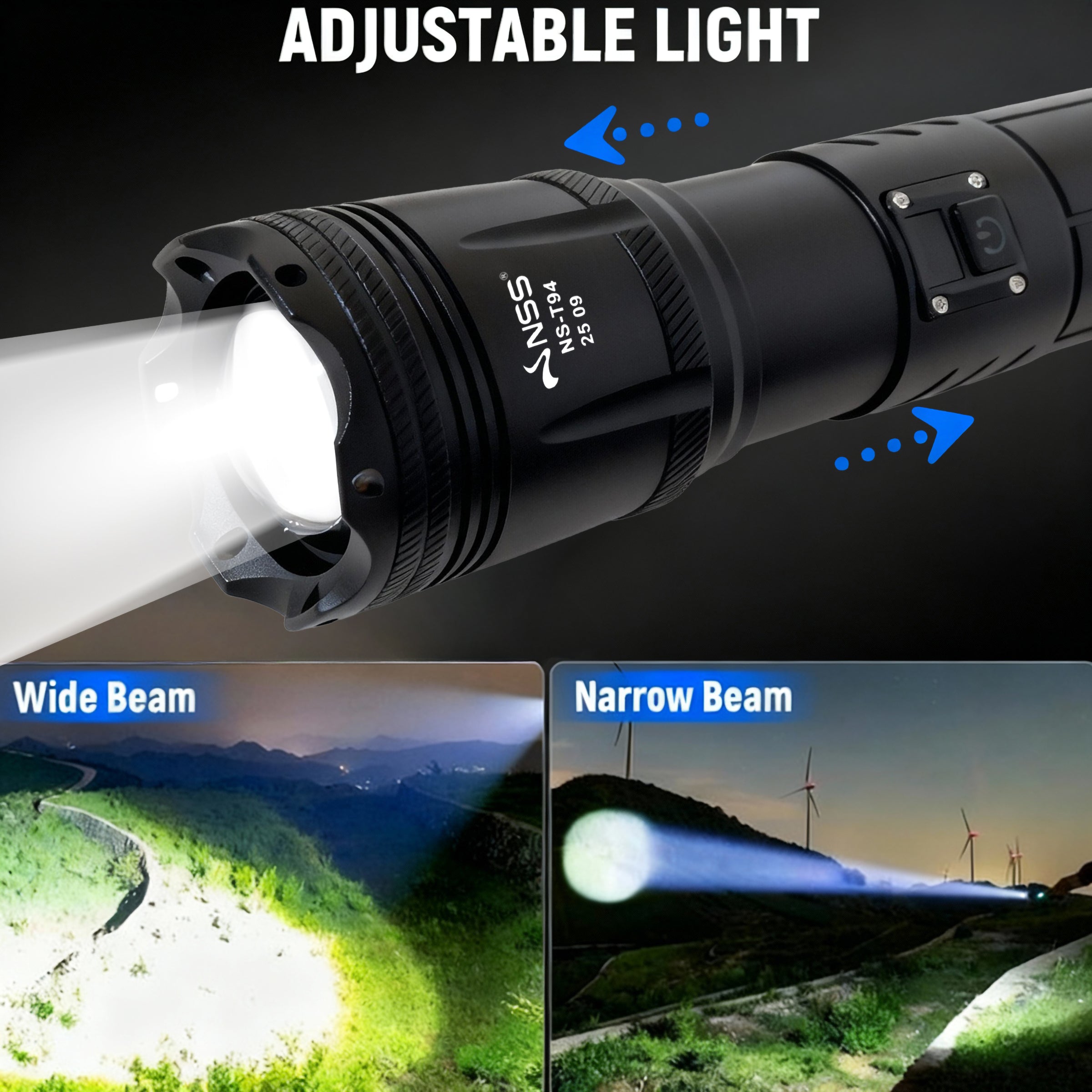 NSS 500W Zoomable Super Bright LED Flashlight