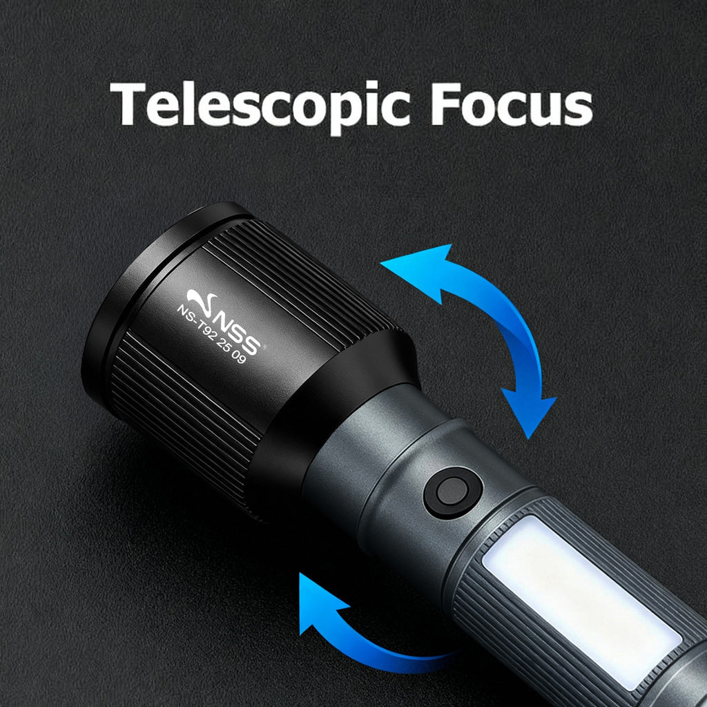 NSS Zoomable LED Flashlight Shockproof & Water-Resistant Outdoor Light