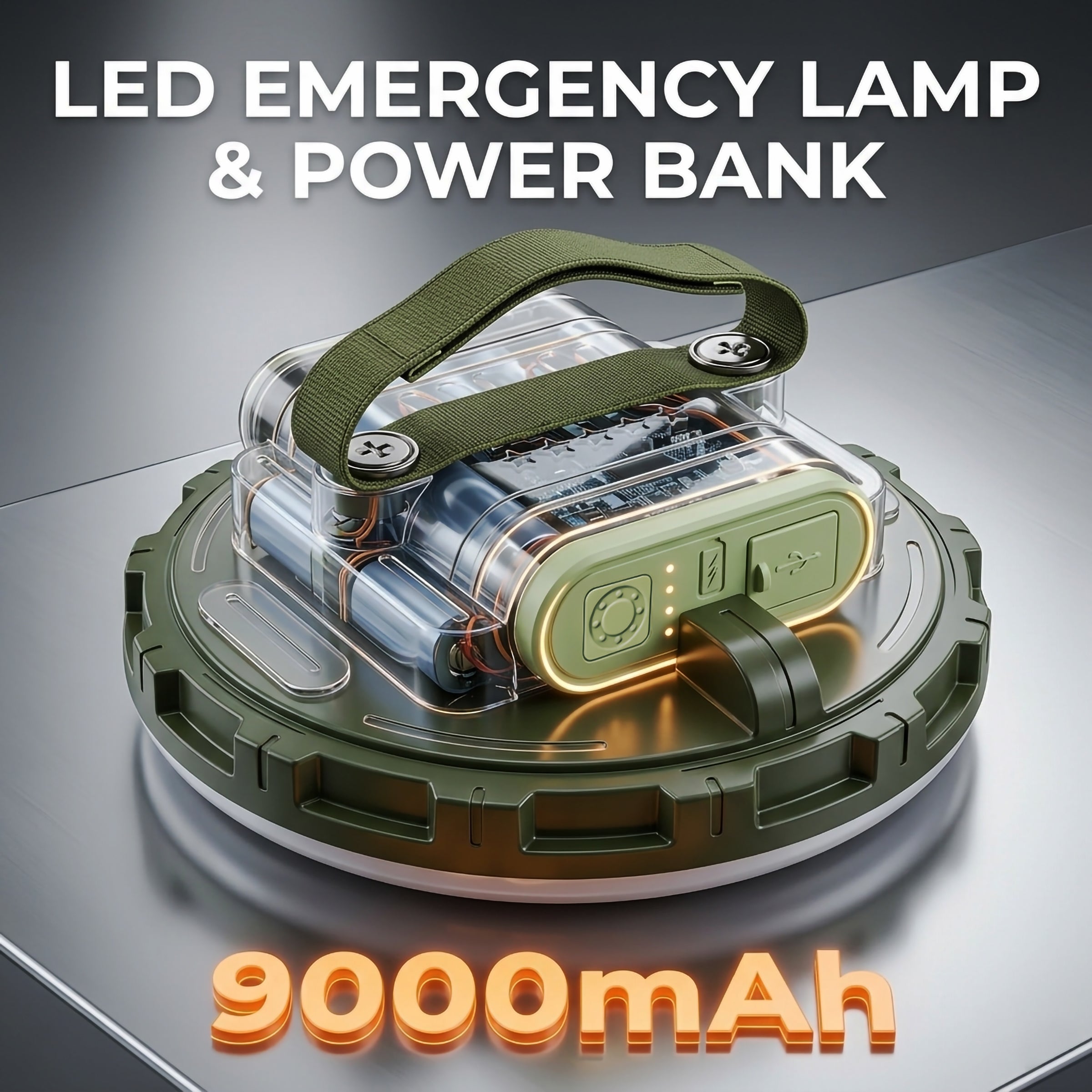 NSS LED Emergency Lamp with Power Bank 9000mAh | Rechargeable Camping Light | USB Type-C Output | Magnetic & Portable Work Light