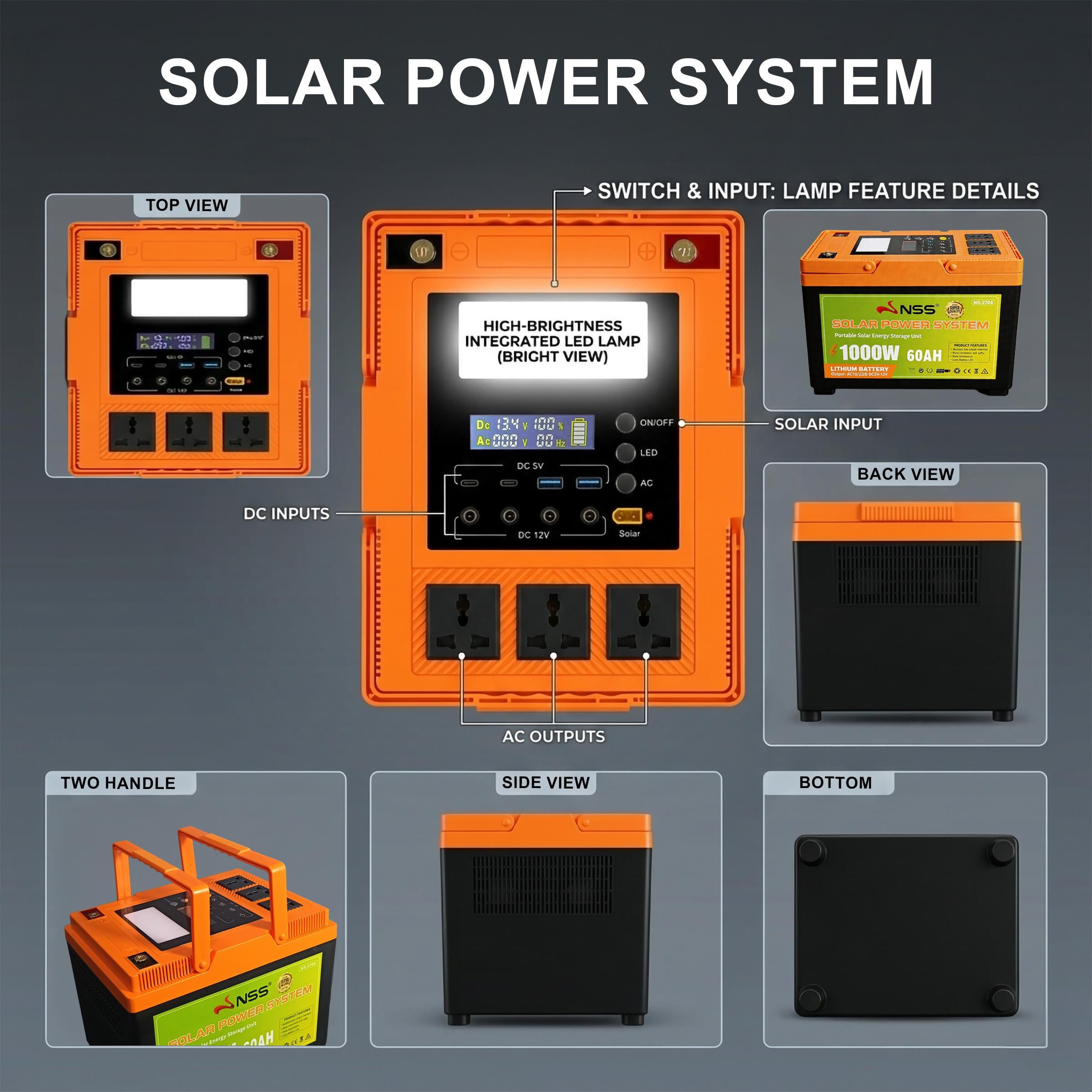 NSS [NEW LAUNCH] NO SOLAR PANEL 70W-1000W Portable Solar Power Station 60,000mAh Lithium Battery | NS-270 Series Solar Generator for Camping, Home Backup, & Outdoor Emergency Power | 220V AC Output Powerbank