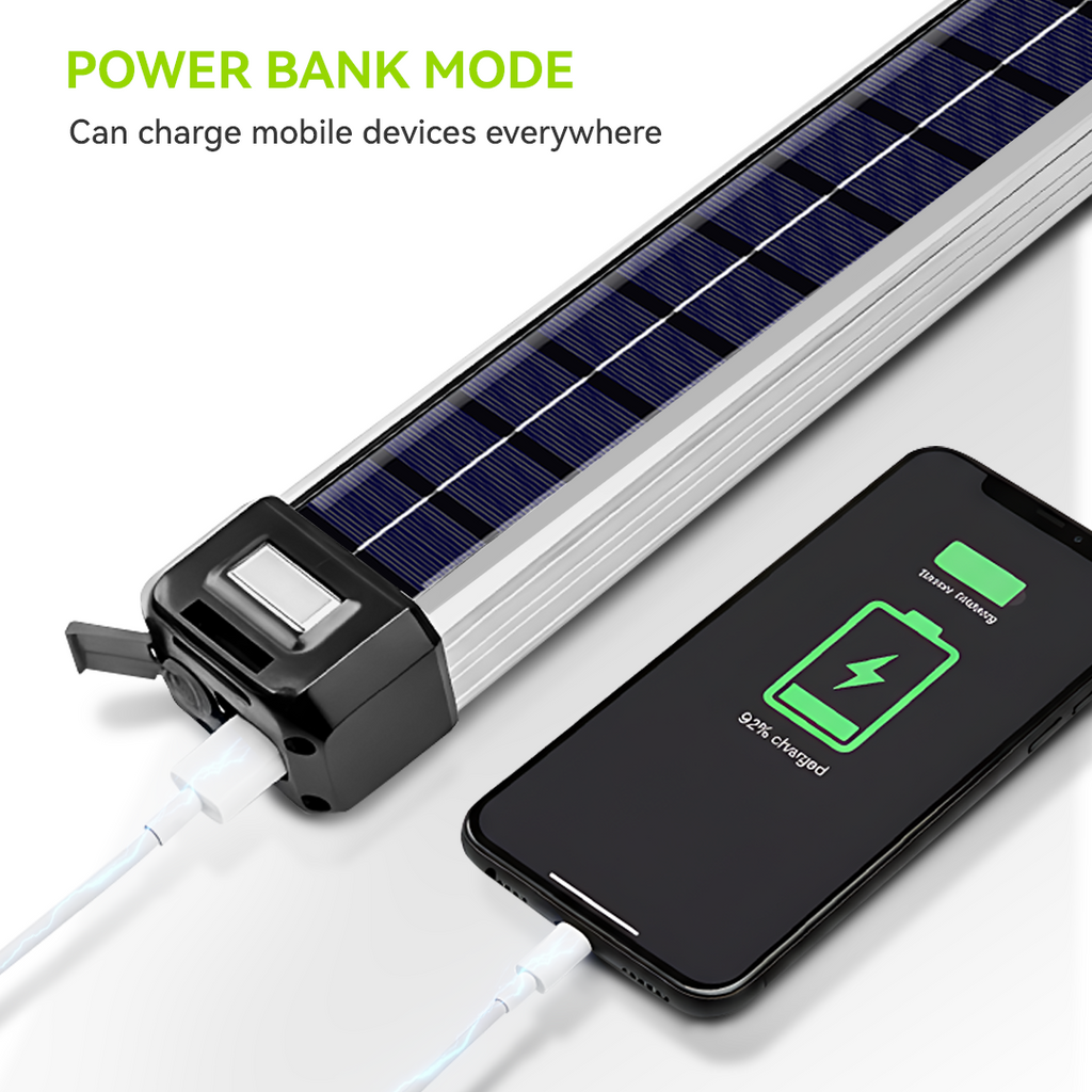 NSS Solar LED Tube Light with Power Bank – Multi-Color Alloy Emergency Lamp for Camping & Outdoor Use