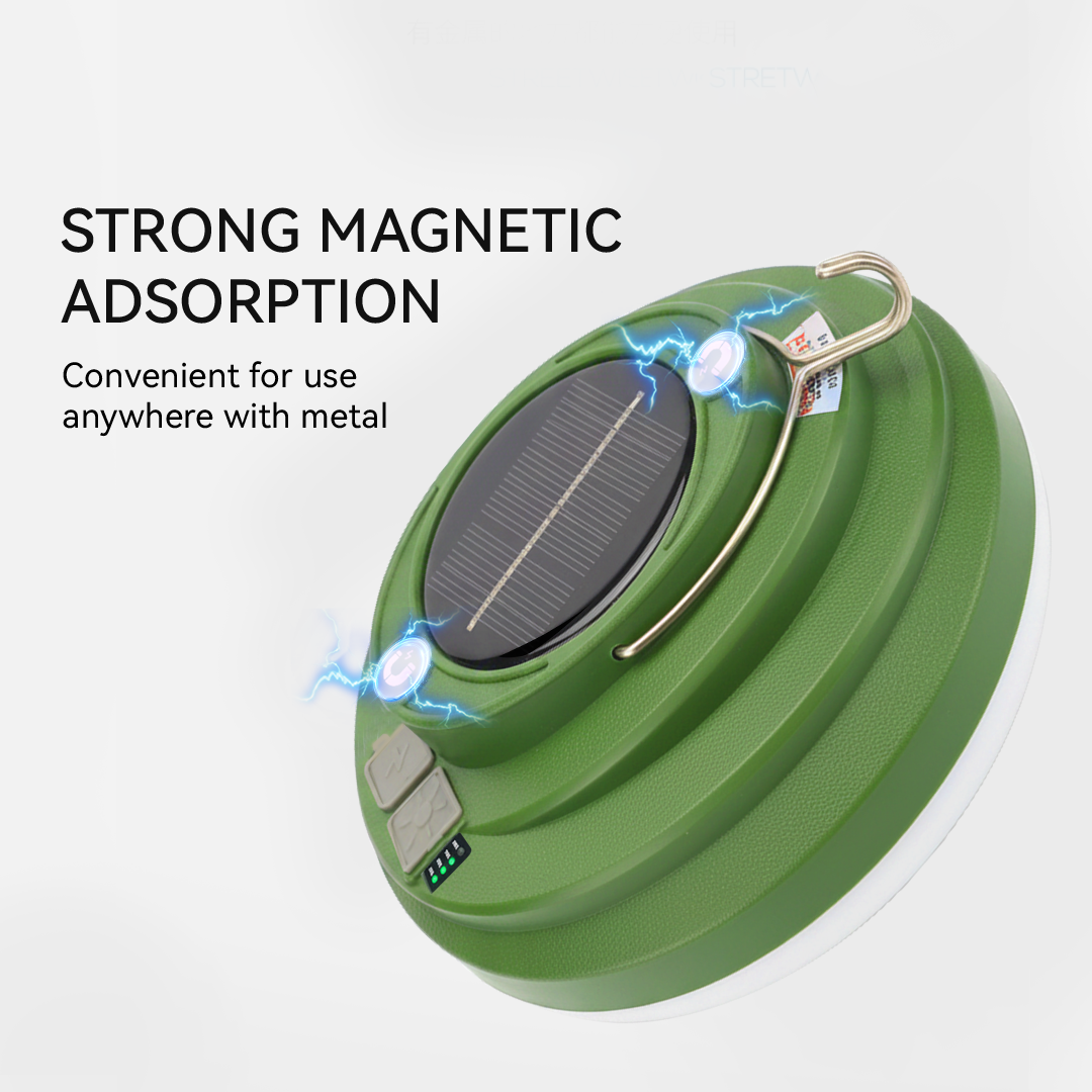 NSS Solar Camping Light – Portable Magnetic LED Tent Lamp with 4 Light Modes & Hanging Hook