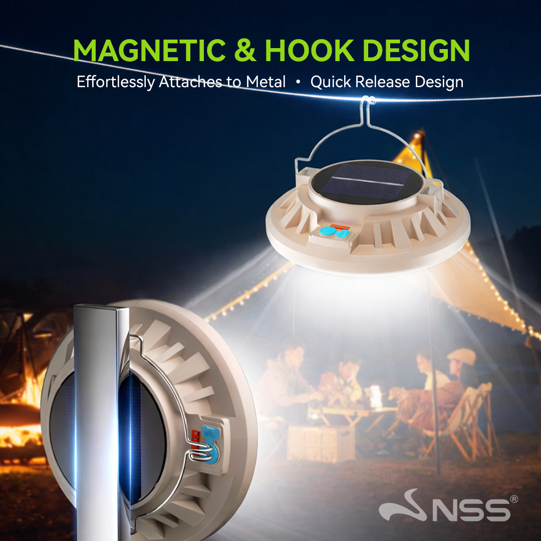 NSS Solar Magnetic UFO Emergency Light – Portable Hanging LED Lamp with USB-C Charging for Camping & Power Outages (596 Series)