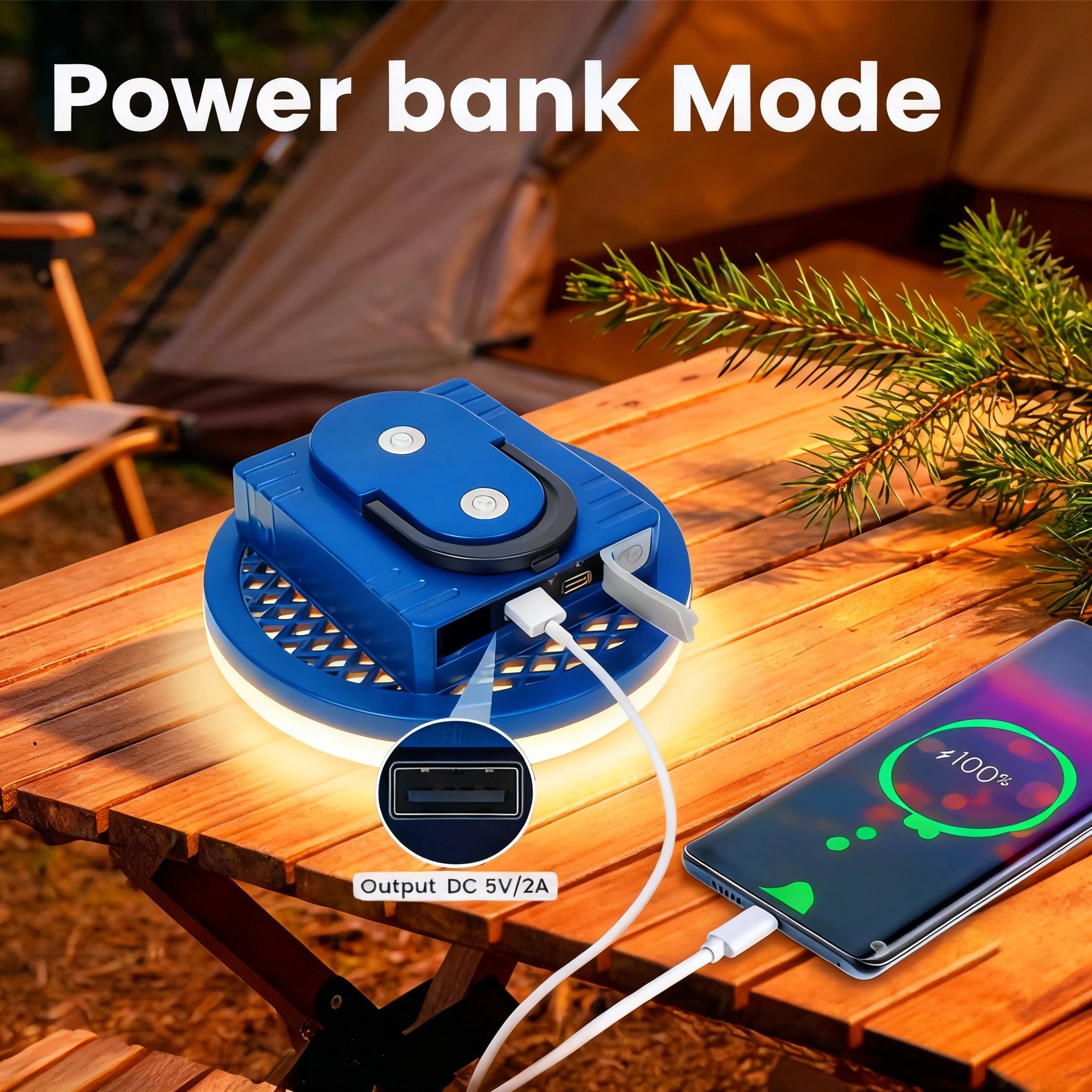 NSS Rechargeable Camping LED Lamp with Power Bank – 9000mAh Waterproof Lantern