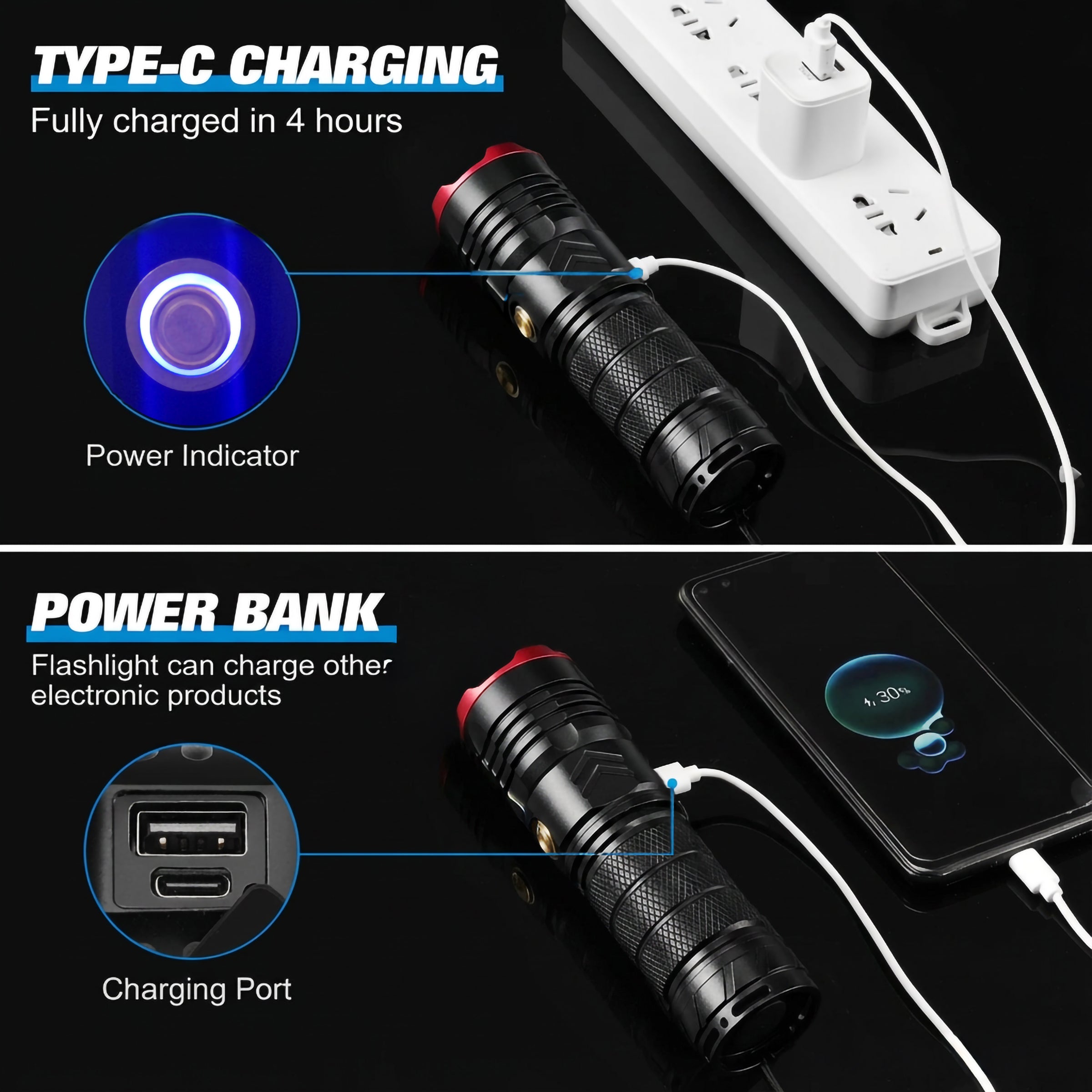 NSS Zoomable LED Flashlight Outdoor Flashlight