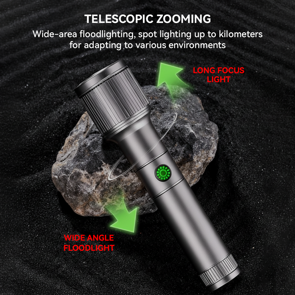 NSS Rechargeable Zoomable LED Flashlight – 1200LM Tactical Torch with 3 Modes