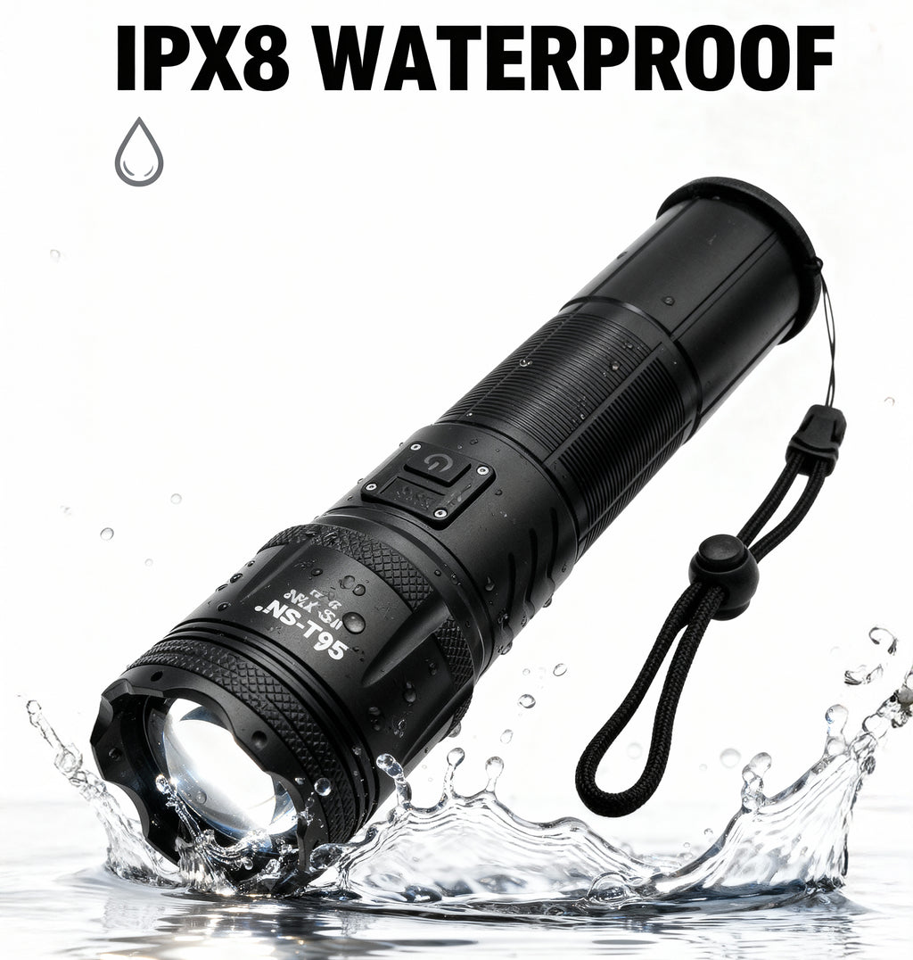 NSS 800W Zoomable 3 Modes Emergency  LED Flashlight