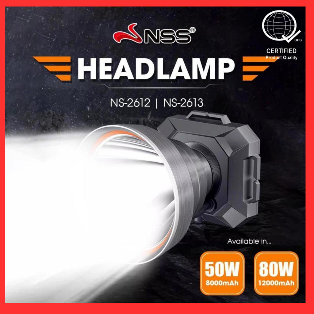 NSS Rechargeable LED Headlamp 80W (12000mAh)