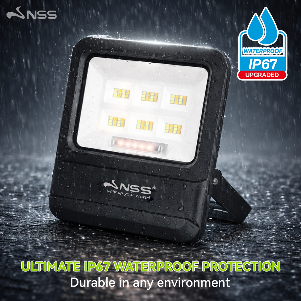 NSS Solar Tri-Color LED Flood Light with Remote Control & IP67 Waterproof Design