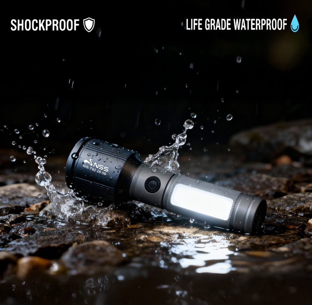 NSS Zoomable LED Flashlight Shockproof & Water-Resistant Outdoor Light