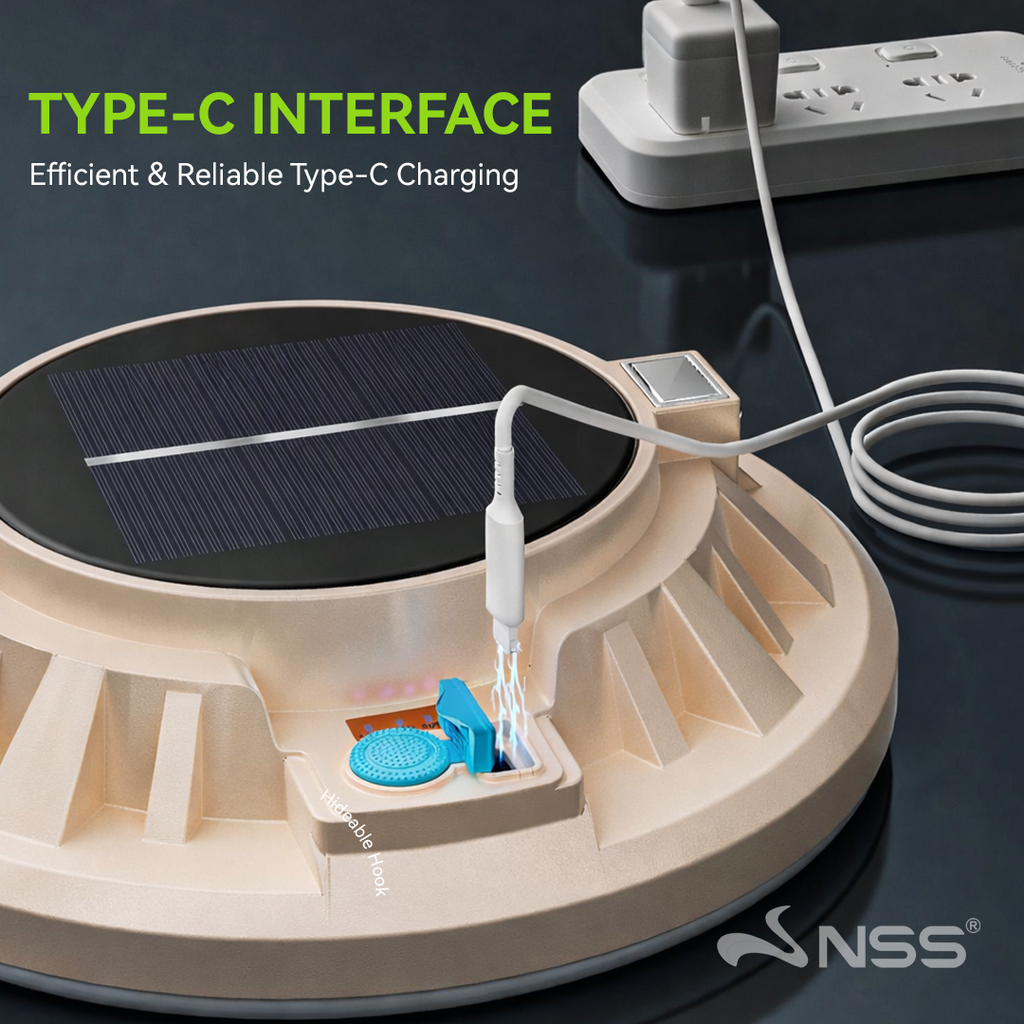 NSS Solar Magnetic UFO Emergency Light – Portable Hanging LED Lamp with USB-C Charging for Camping & Power Outages (596 Series)