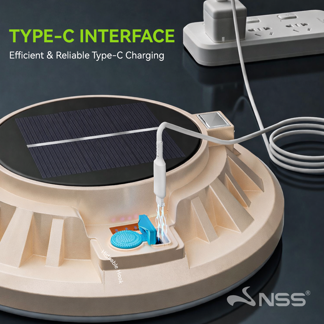 NSS Solar Magnetic UFO Emergency Light – Portable Hanging LED Lamp with USB-C Charging for Camping & Power Outages (596 Series)