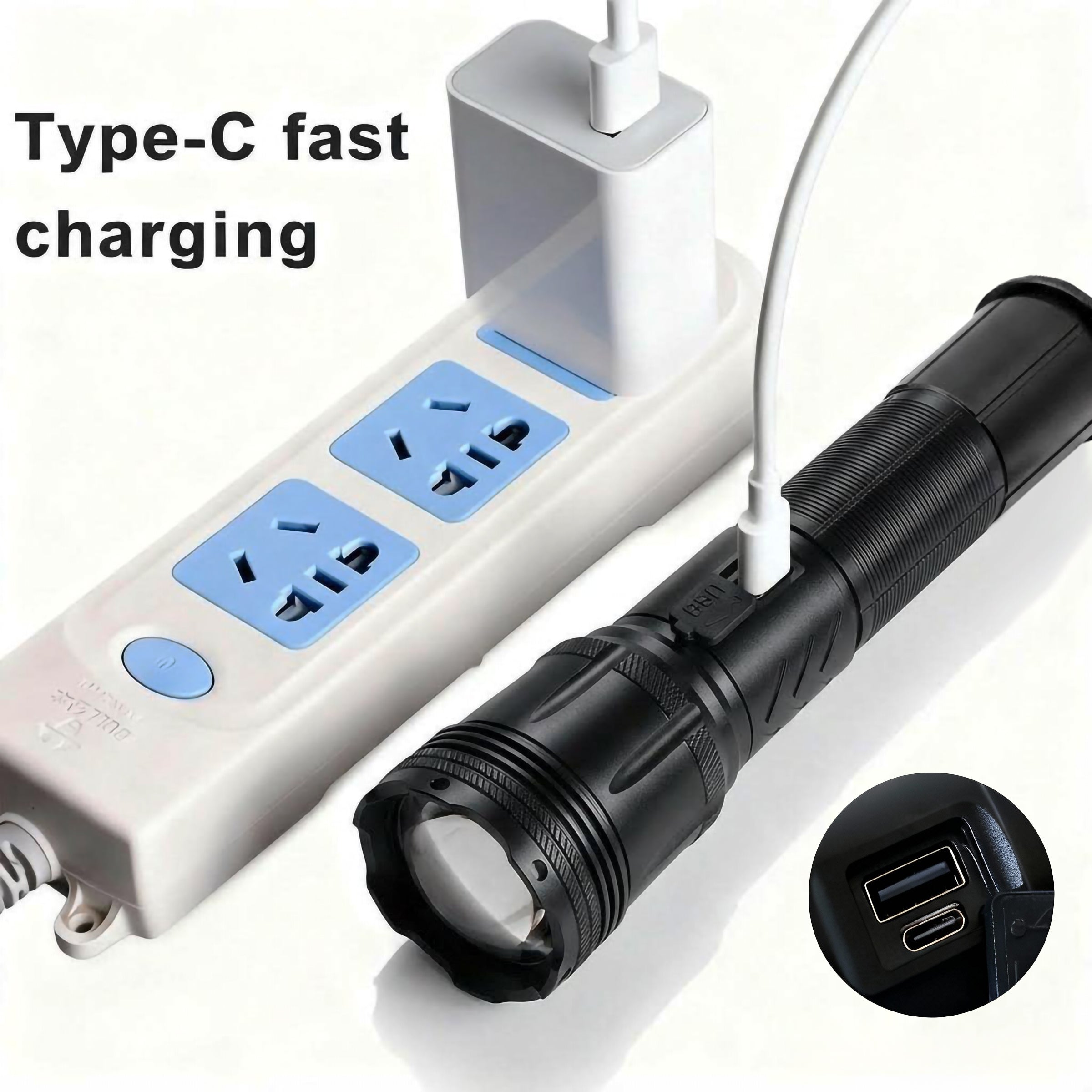 NSS 800W Zoomable 3 Modes Emergency  LED Flashlight