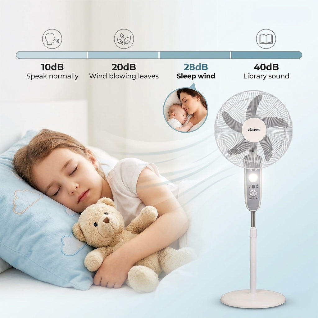 NSS 16" Solar Rechargeable Stand Fan