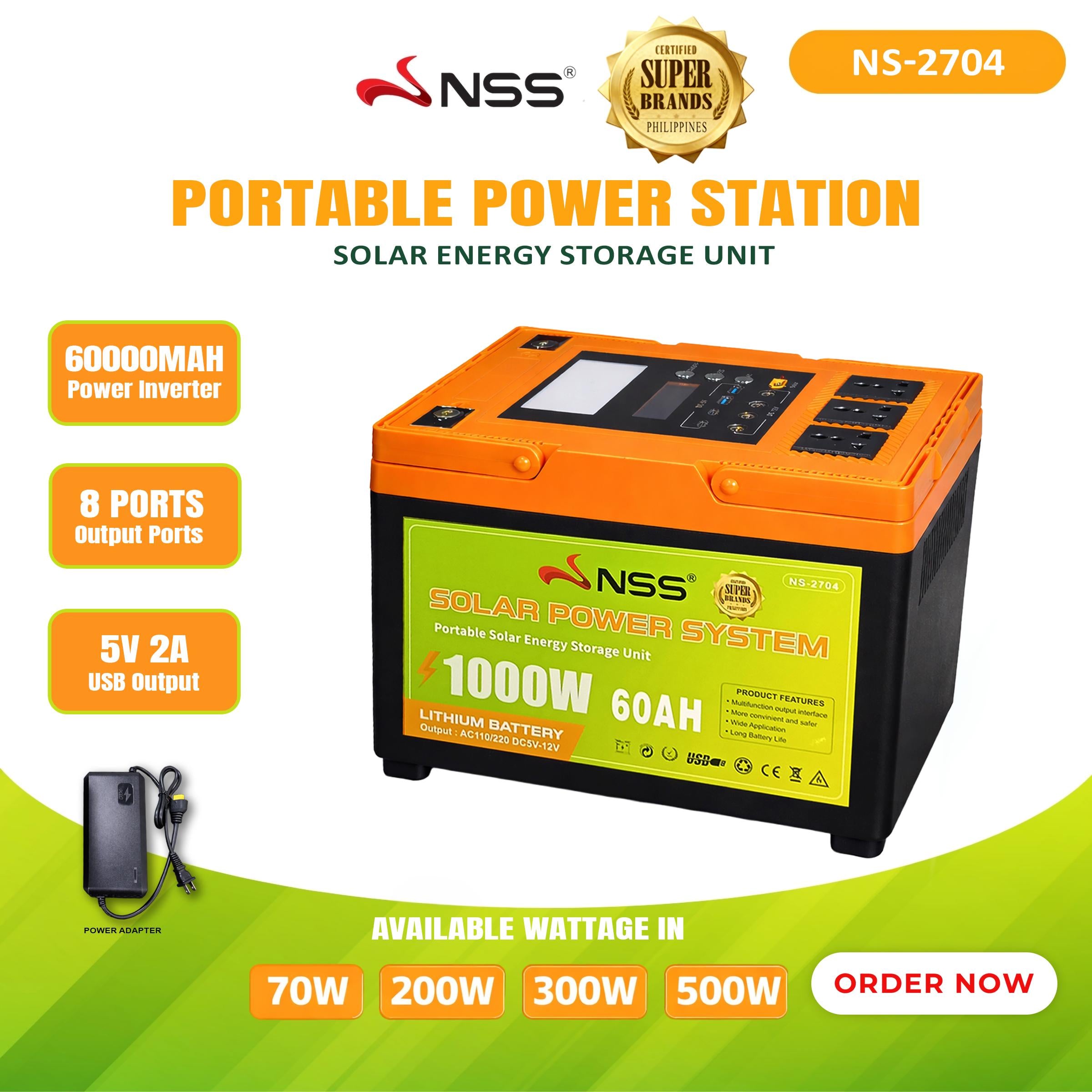 NSS [NEW LAUNCH] NO SOLAR PANEL 70W-1000W Portable Solar Power Station 60,000mAh Lithium Battery | NS-270 Series Solar Generator for Camping, Home Backup, & Outdoor Emergency Power | 220V AC Output Powerbank