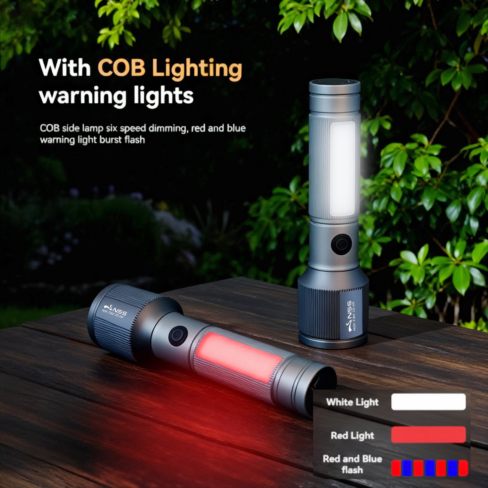 NSS Zoomable LED Flashlight Shockproof & Water-Resistant Outdoor Light