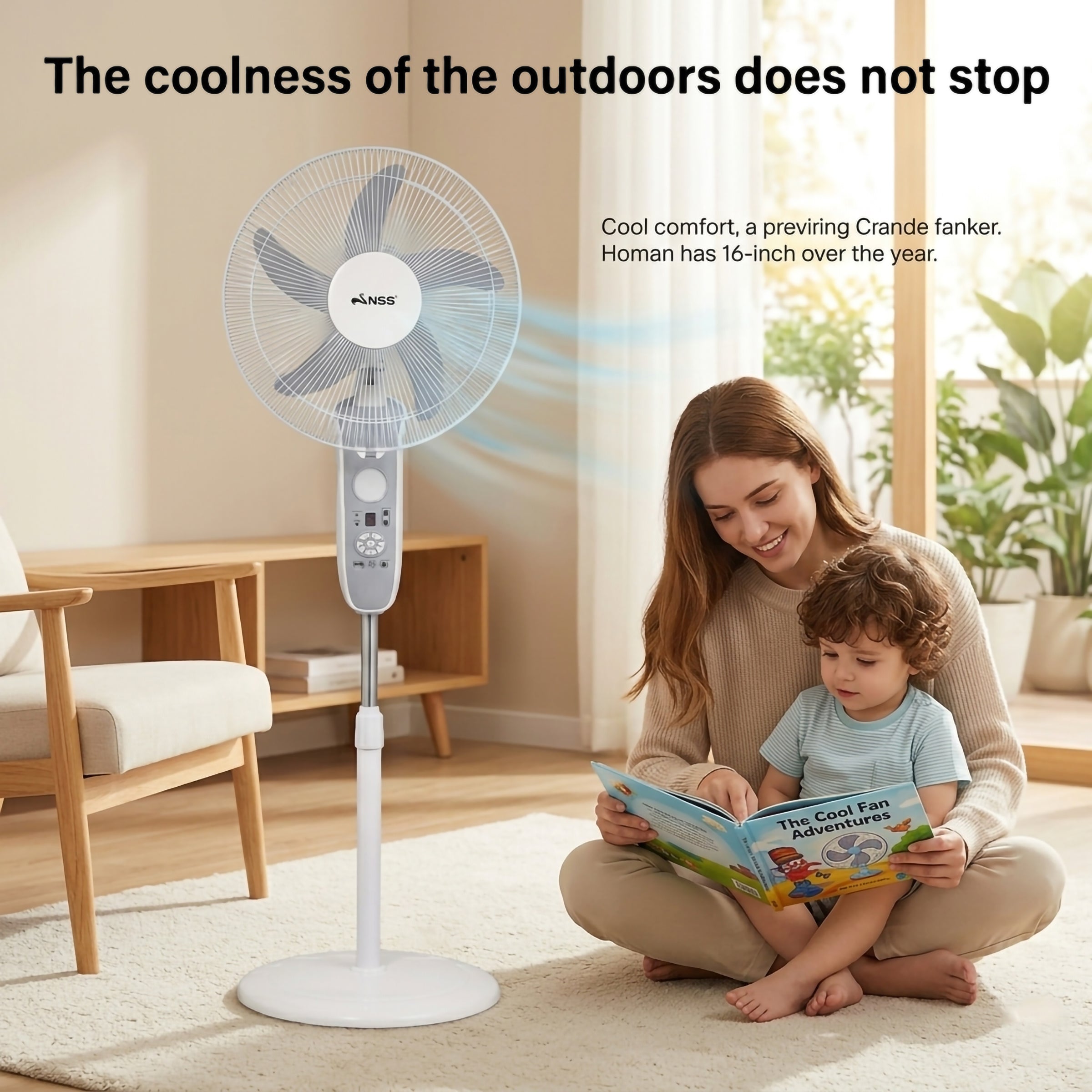 NSS 16" Solar Rechargeable Stand Fan