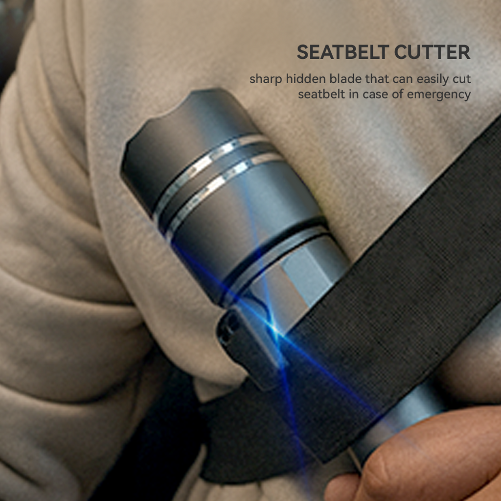 NSS Rechargeable Emergency LED Flashlight with Glass Breaker & Seatbelt Cutter