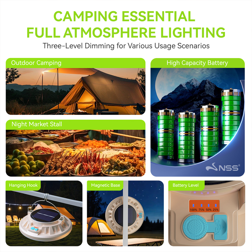 NSS Solar Magnetic UFO Emergency Light – Portable Hanging LED Lamp with USB-C Charging for Camping & Power Outages (596 Series)